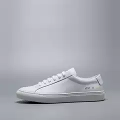 Comm White Shoes Handmade Couple Style Genuine Leather Top Layer Cowhide Lining Flat Sole Sneakers