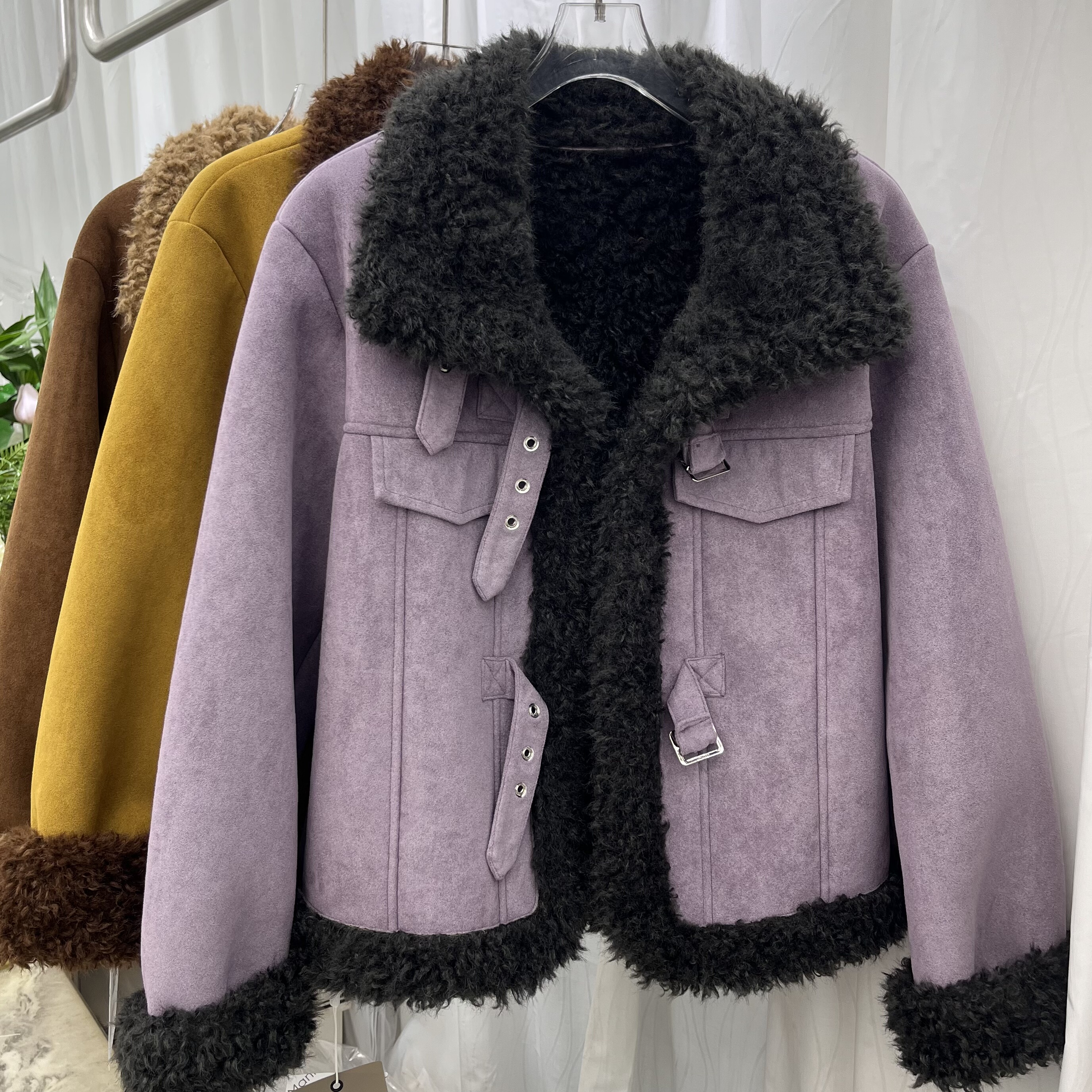 加绒机车外套女2025秋冬新款时尚设计感小个子羊羔毛皮毛一体上衣