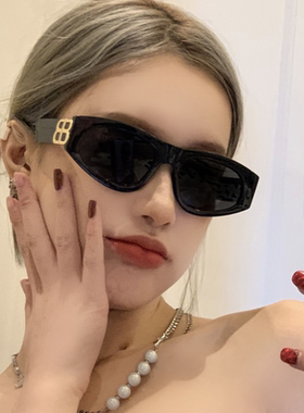 欧美复古窄框太阳镜女高级感ins2024新款潮凹造型时尚街拍墨镜男