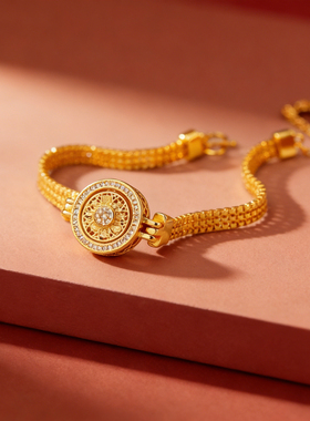 新中式国潮风高颜值八宝罗盘时尚百搭手链可旋转罗盘戴手腕送女友