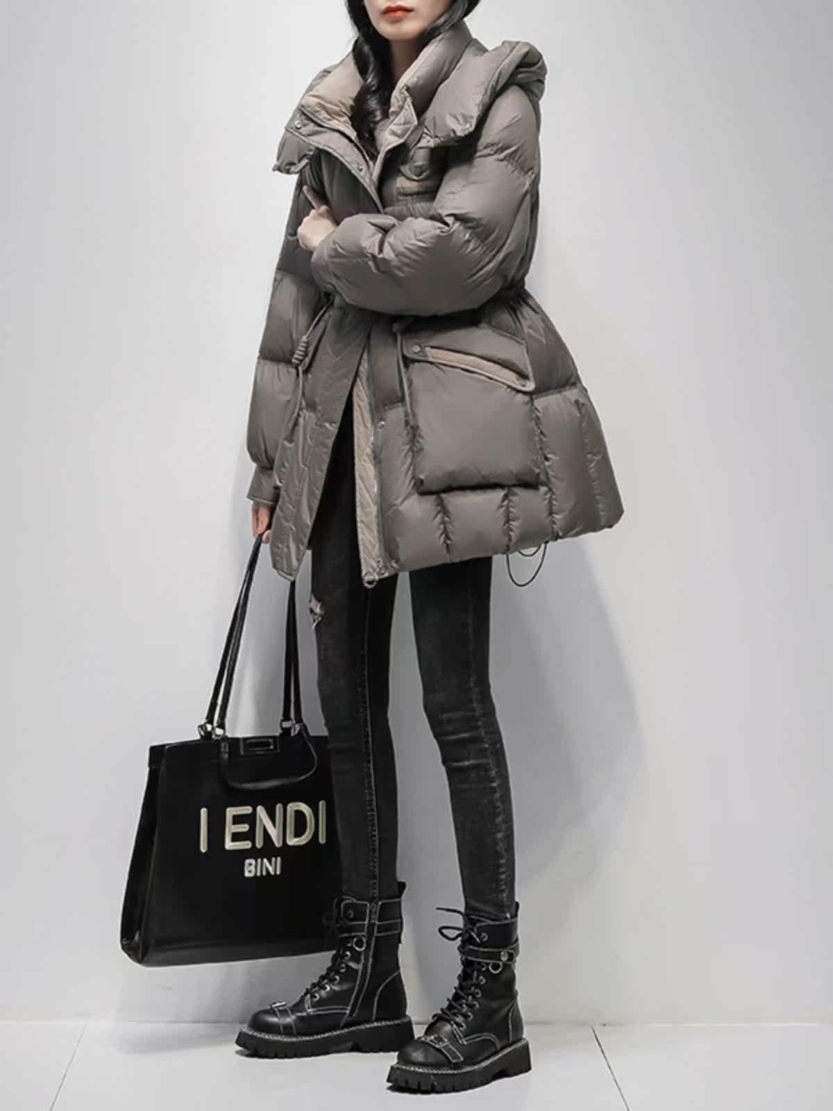 专柜正品短款连帽羽绒服女2023冬季韩版90白鸭绒收腰时尚加厚外套