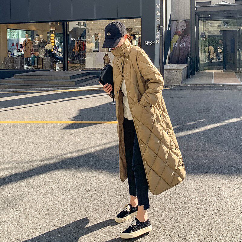 专柜正品2025韩版早冬过膝长款轻薄羽绒服女新白鸭绒时尚修身外套