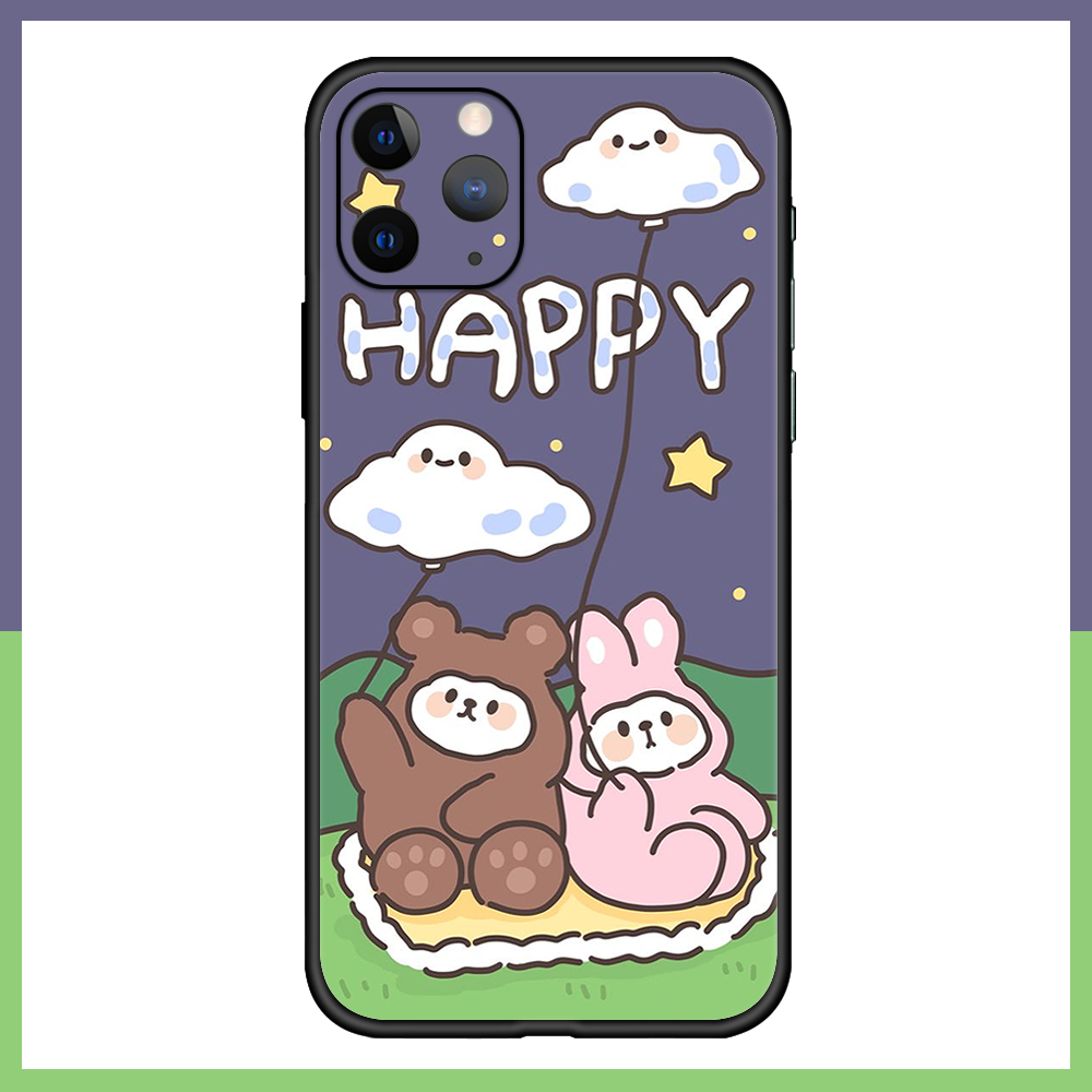 可爱happy卡通兔子手机壳少女款适用iPhone13苹果11小米华为魅族