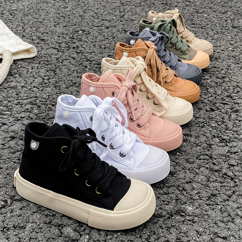 儿童帆布鞋2025春季高帮女童鞋宝宝休闲鞋男童学步鞋幼儿园室内鞋