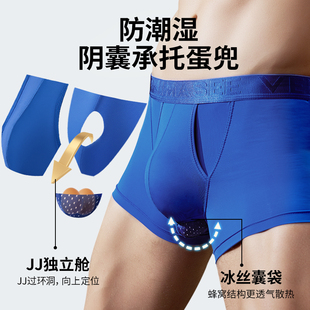 新款精索冰丝枪弹分离内裤男士静脉托蛋承托兜蛋裤防阴囊潮湿夏