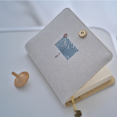 浅灰蓝条纹格子小清新A5A6活页线装 随身文艺手账本日记事手工染色