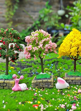 花盆装饰品小摆件迷你仿真绿植小树沙盘微景观樱花仿真树假树盆景