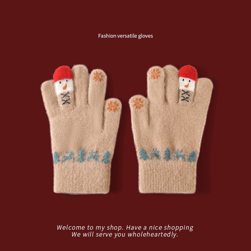 手套女士冬季女生可爱学生针织毛线可触屏新年保暖骑车秋冬天防寒