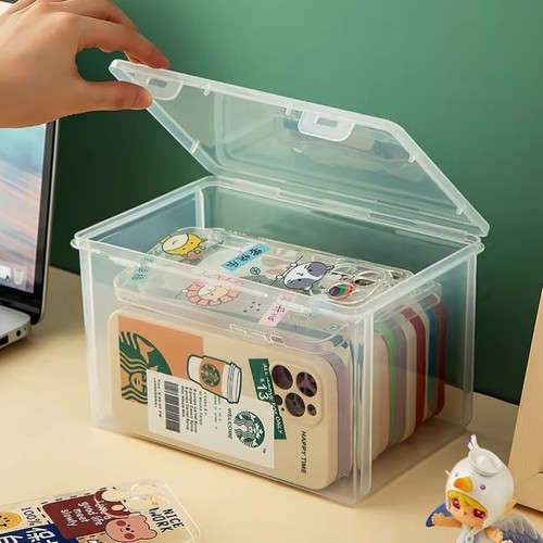 明信片收纳盒口罩玄关家用透明收纳箱防尘便携口罩自取盒收纳神器