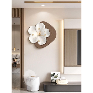 创意花卉2026新款客厅挂钟时钟挂墙高级感艺术风家用静音钟表挂画