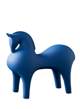 蓝色马摆件样板间装饰品