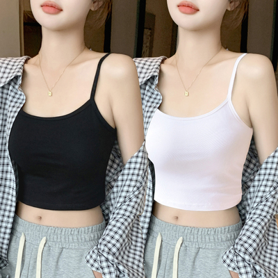白色纯棉吊带背心女打底内搭短款