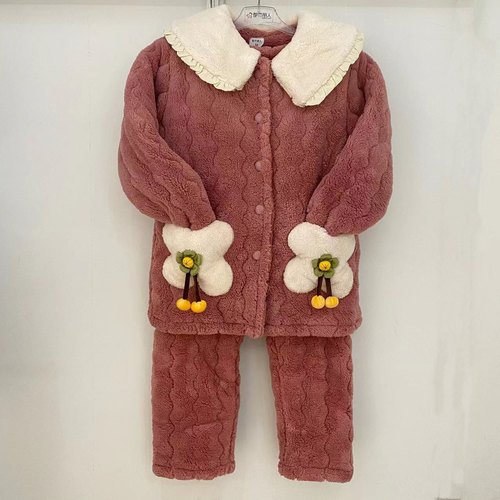 娃娃领长毛绒家居服保暖蓄热女士