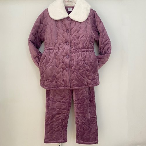 柔软舒适贝贝绒家居服套装夹棉女