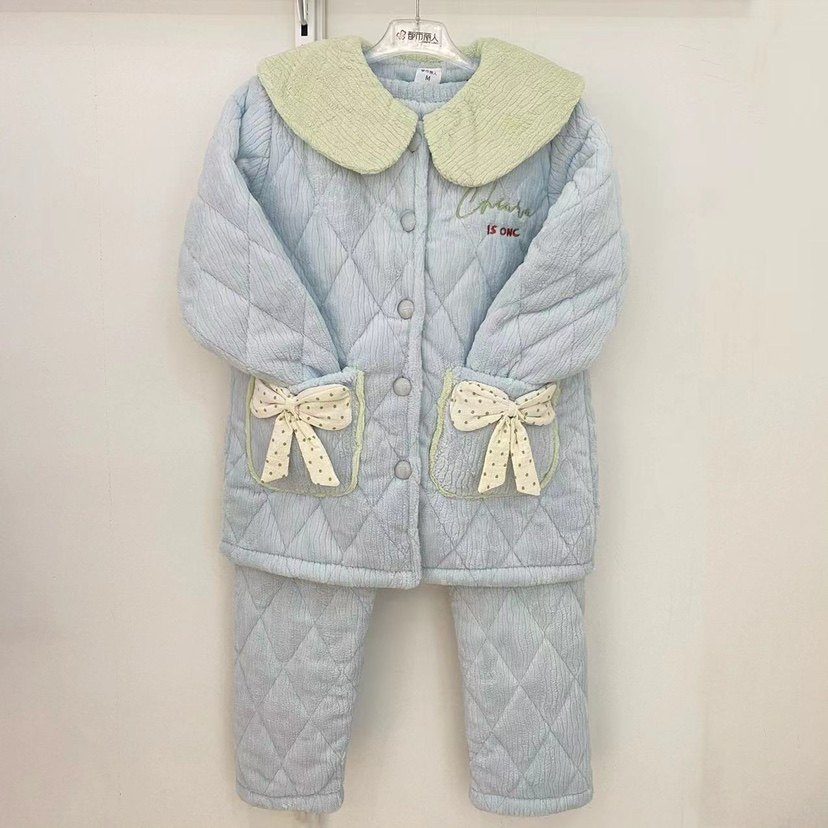 不易掉毛夹棉家居服加厚保暖女士