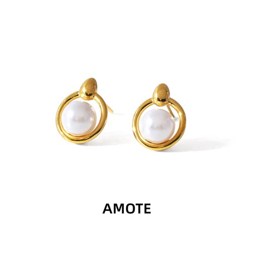 AMOTE《珍珠入梦》法式复古珍珠S925银耳钉小众设计耳环气质耳饰
