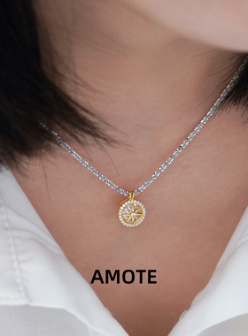 AMOTE《星芒恋曲》八芒星满天星项链925银锁骨链简约小众通勤礼物