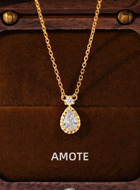 AMOTE《人鱼珠露》水滴钻925银项链小众轻奢法式锁骨链情人节礼物