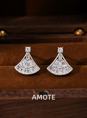 AMOTE《公主礼裙》银杏叶耳钉S925银扇子耳环精致通勤百搭经典款