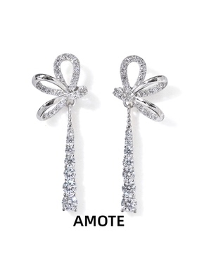 AMOTE《璀璨星河》蝴蝶流苏耳环通体S925银耳钉小众设计通勤耳饰