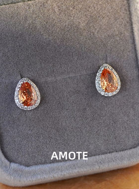 AMOTE《橘子海》精致小水滴形耳钉S925银耳环高级气质通勤百搭