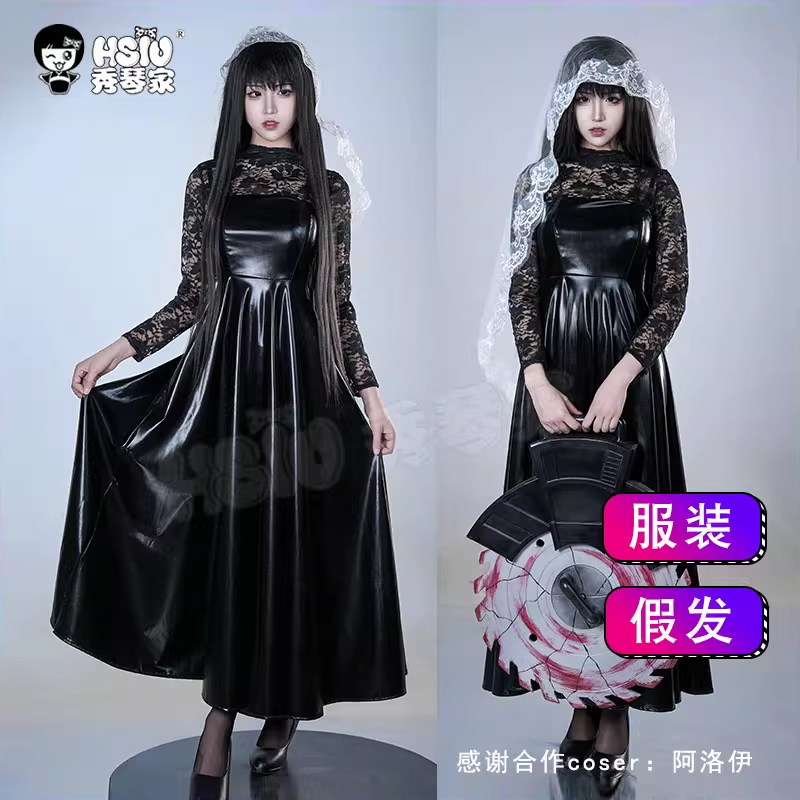 秀琴家 大佛cos服坂本日常cosplay弹力仿皮连衣裙二次元女装 现货