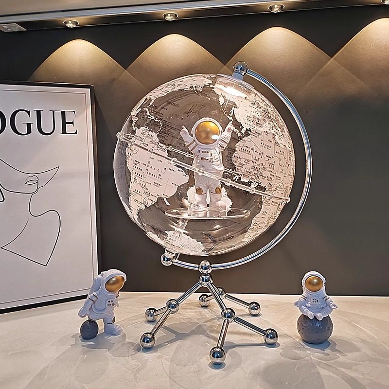 轻奢地球仪摆件小众太空人男孩儿童生日礼物家居客厅电视酒柜装饰