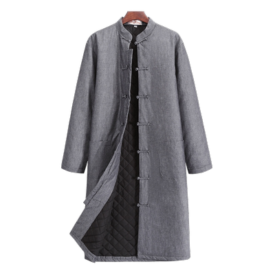 长款冬季棉袄加厚保暖居士服唐装