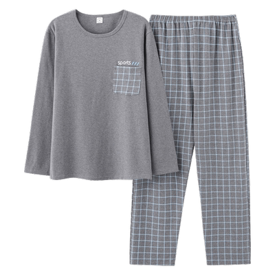 春秋男全棉纯棉大码休闲长袖睡衣