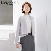 气质翻领2024秋冬高级感羊毛双面呢毛呢外套女短款 修身 小个子显高