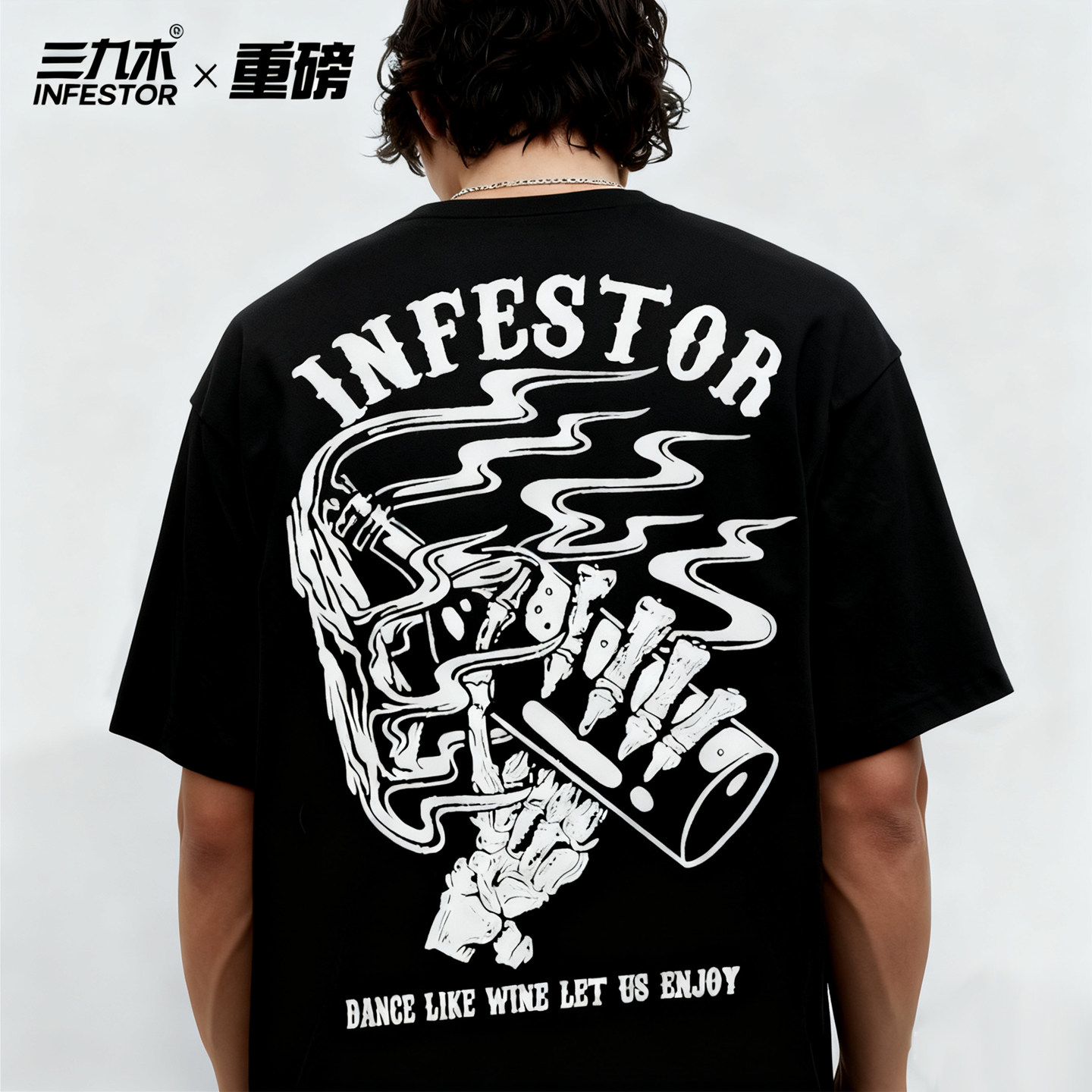 三九木重磅新疆纯棉圆领宽松厚实美式复古纯白色小领口短袖t恤男