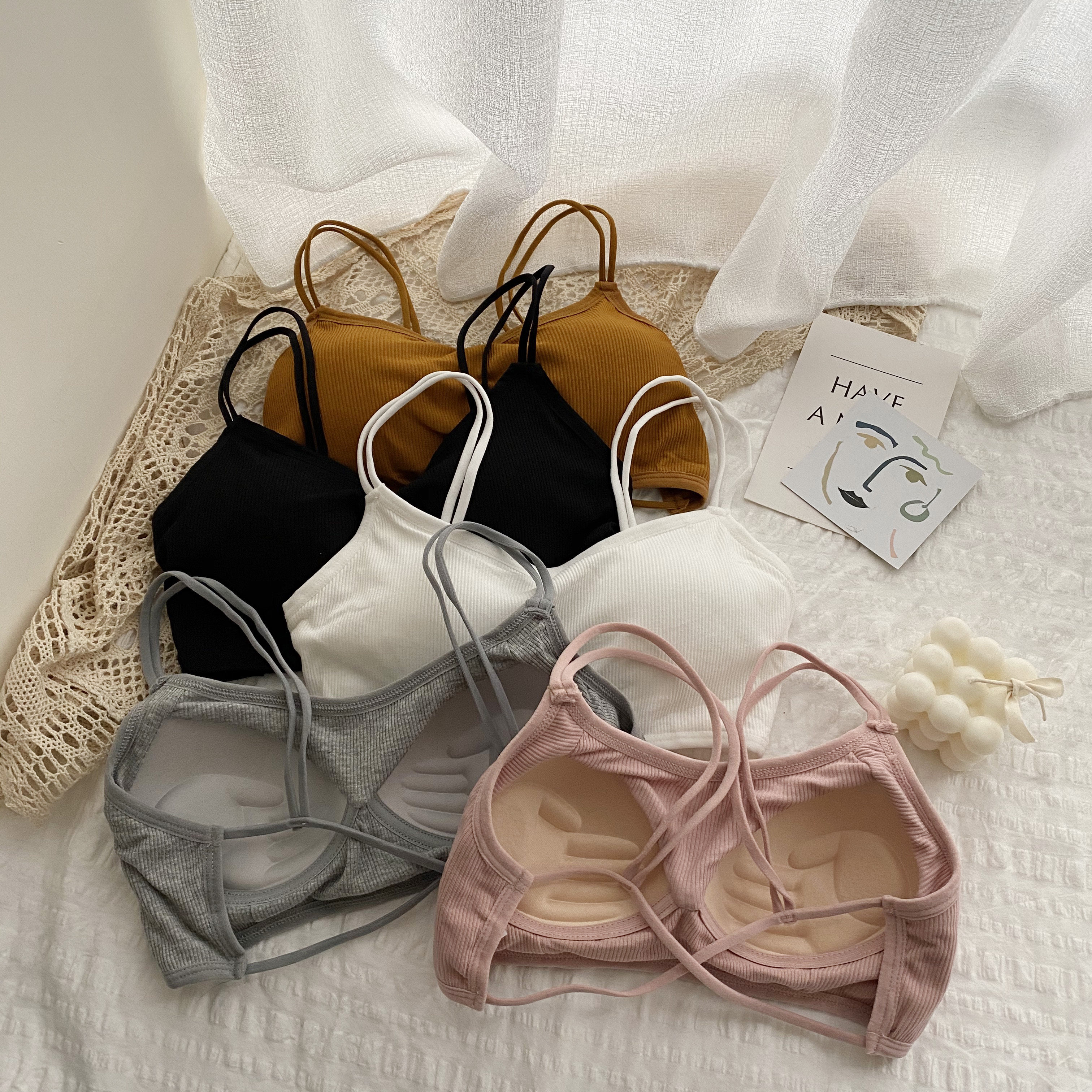 提莫少女辣妹抹胸带胸垫罩杯一体式文胸小吊带背心女美背裹胸内衣