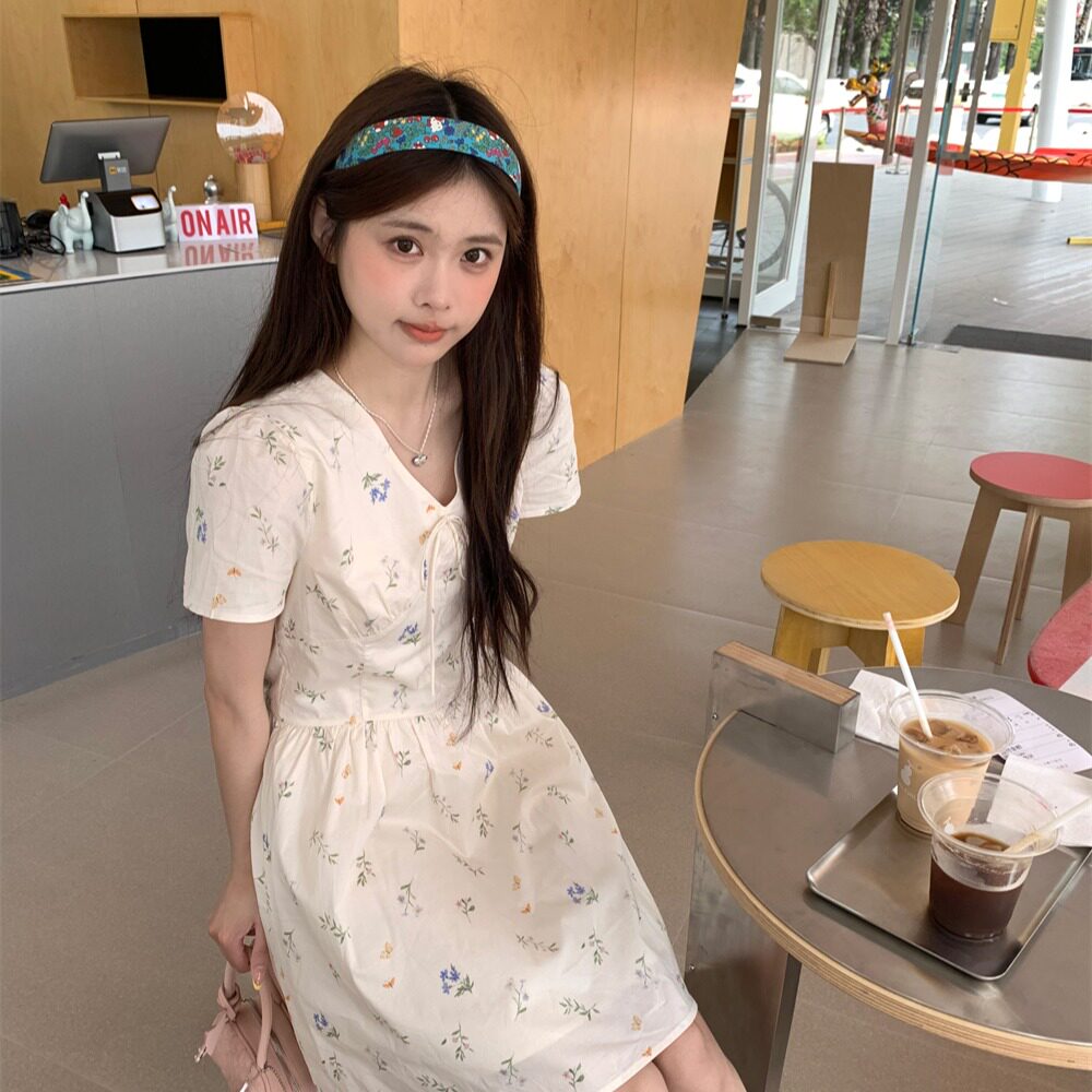 度假风小清新收腰短款裙子女图片