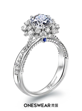 ONE SWEAR/梵誓雪之语 原创设计求婚钻石戒托 18k金结婚铂金钻戒