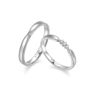 ONE SWEAR/梵誓精灵秘语铂金对戒结婚定制婚戒镶钻情侣对戒礼物