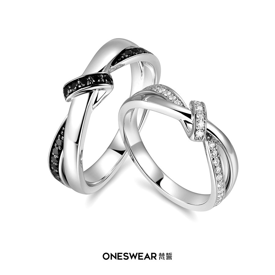 ONE SWEAR/梵誓牵丝18k金铂金钻石对戒新中式国风定制结婚婚戒