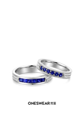 ONE SWEAR/梵誓BLUE 18k金铂金情侣对戒蓝宝石定制礼物结婚戒指