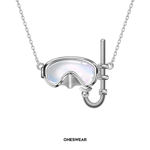 母贝潜水镜项链银镀18K金运动