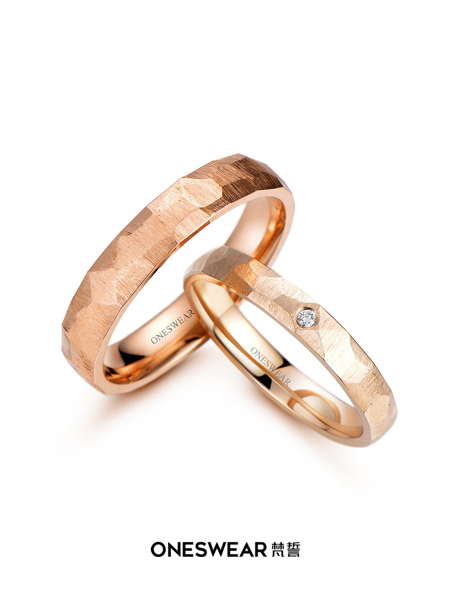 one swear/梵誓爱如磐石定制小众玫瑰金对戒定制爱18k金情侣戒指