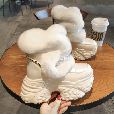 内增高10cm兔毛厚底雪地靴马丁靴