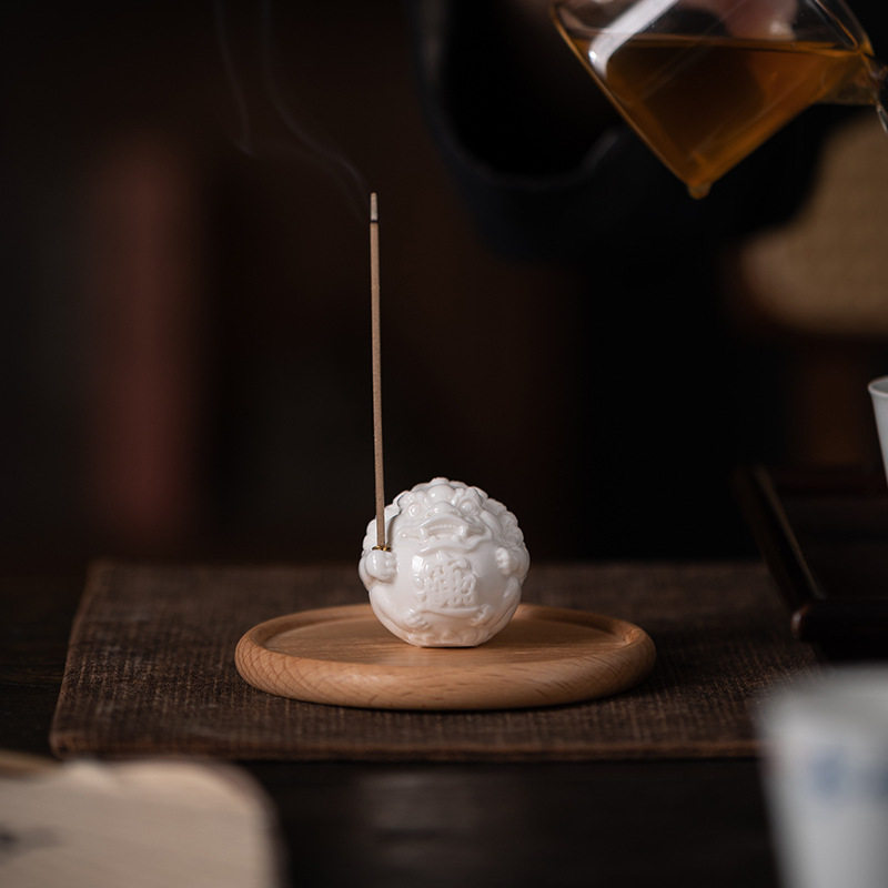 白瓷招财貔貅香插线香香炉家用室内檀香沉香插香香座香托桌面摆件,家居饰品,桌面摆件,淘宝优惠券,粉丝福利购,淘宝优惠卷