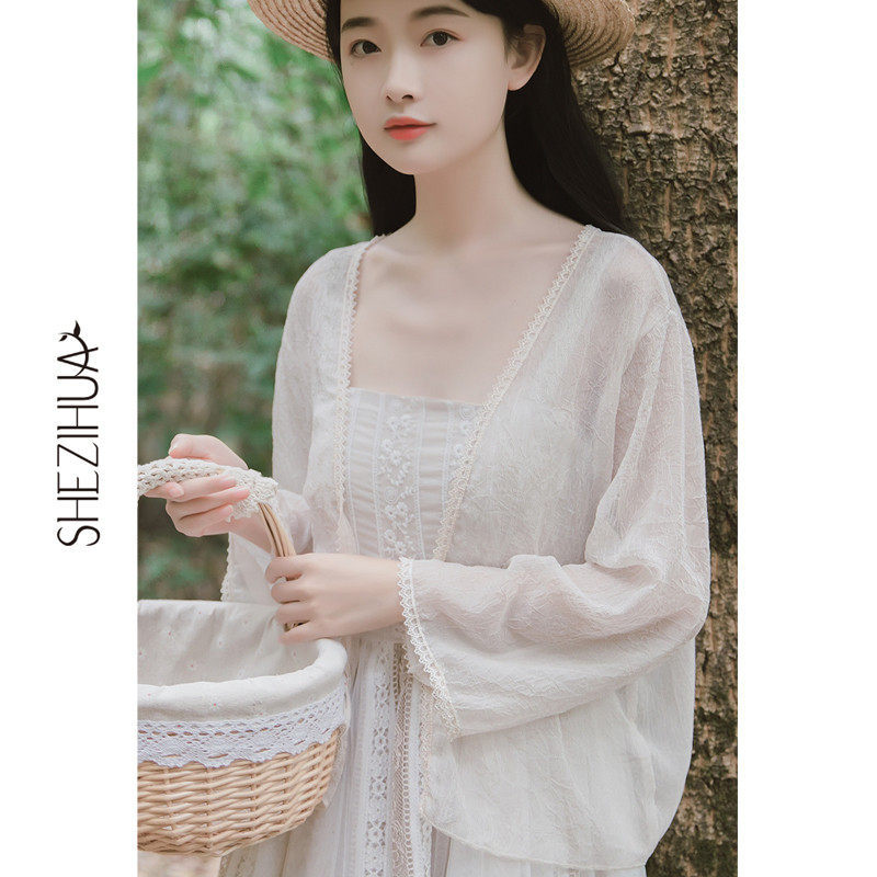 防晒衣薄超仙女短款雪纺外套夏季很仙的开衫配吊带裙子小外搭披肩