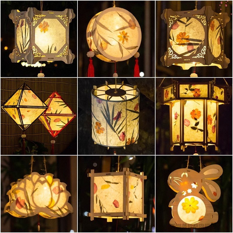 新年灯笼手工diy花灯材料包创意儿童制作发光手提古风元宵纸灯笼