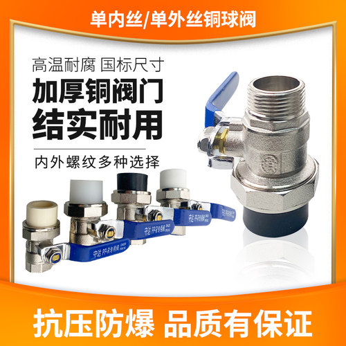 阀门开关4分双活节铜球阀PE-PPR