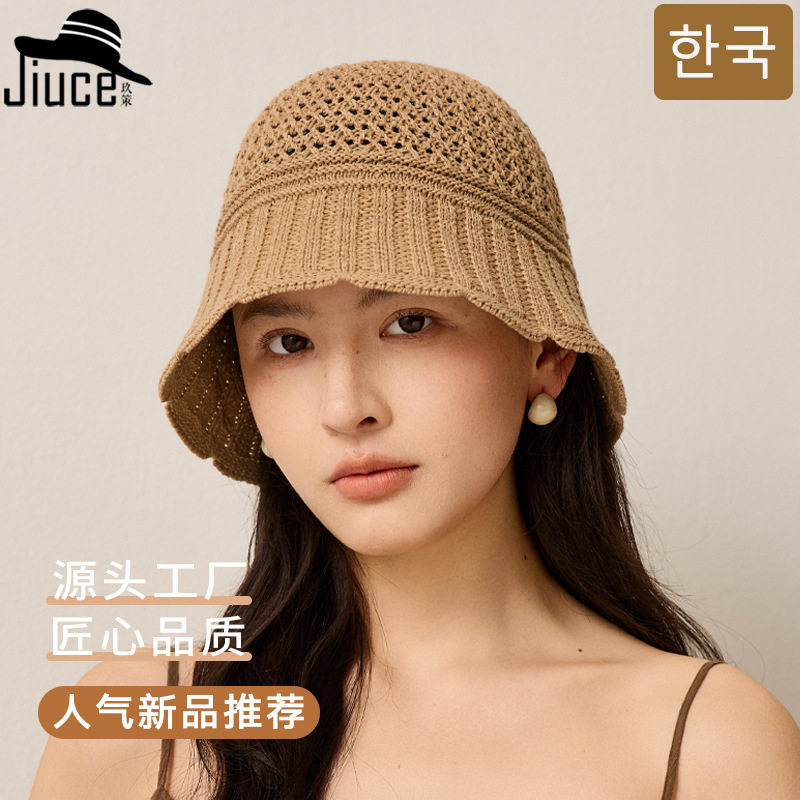 韩国夏季新款透气镂空花边水桶帽子女生韩版显脸小防晒渔夫帽工厂