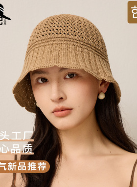 韩国夏季新款透气镂空花边水桶帽子女生韩版显脸小防晒渔夫帽工厂