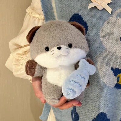 超萌水獭河狸毛绒公仔书包挂饰