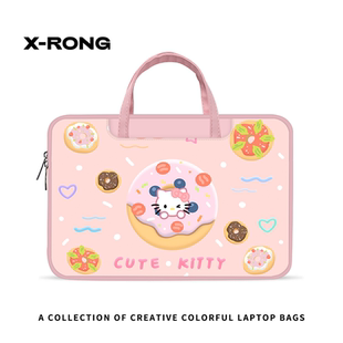 湘融可爱凯蒂猫笔记本电脑包手提女适用华为matebook14苹果15.6寸联想小新13寸笔记本平板收纳新款