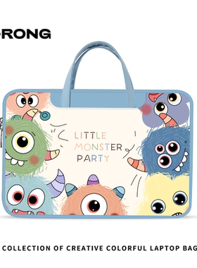 湘融可爱卡通笔记本电脑包手提女15.6寸适用华为matebook14联想小新air13戴尔苹果华硕笔记本平板收纳包