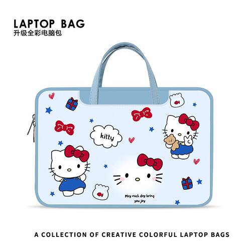 湘融可爱凯蒂猫笔记本电脑包手提女适用华为matebook14苹果15.6寸联想小新13寸笔记本平板收纳新款